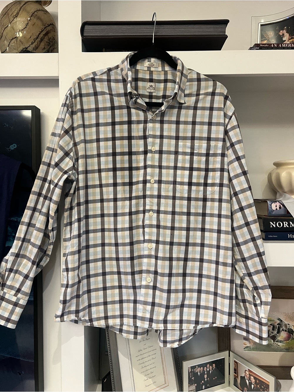 Peter Millar Plaid Button-Down Shirt - White, Gray & Brown